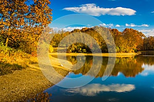 Autumn color at Lake Marburg, Codorus State Park, Pennsylvania.