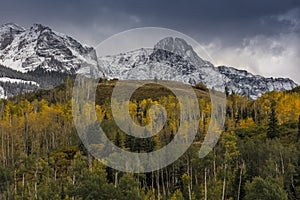 Autumn color leads to Mount Sneffels and San Juan Mountains in A