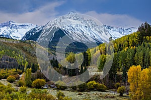 Autumn Color in the San Juan Mountains in Colorado.. Mt. Sneffels and the Dallas Divide