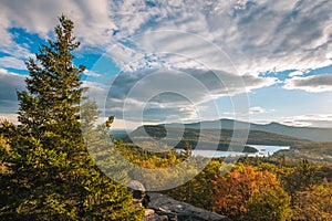 Autumn color and view of North-South Lake, from Sunset Rock, in the Catskill Mountains, New York