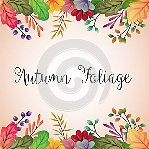 Autumn colored leaves background border