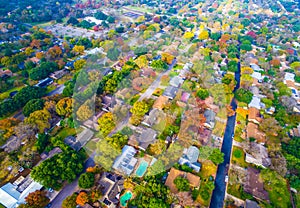 Autumn Colors Aerial on Historic Homes in Austin , Texas photo