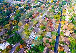Autumn Colors Aerial on Historic Homes in Austin , Texas photo