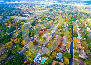 Autumn Colors Birds Eye View on Historic Homes in Austin , Texas photo