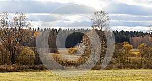 Autumn colors in countryside in October