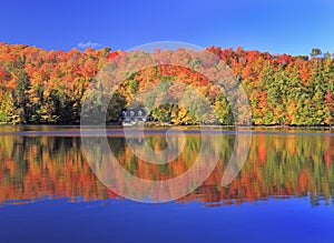 Autumn colors on the lake, Mont Tremblant area, Quebec