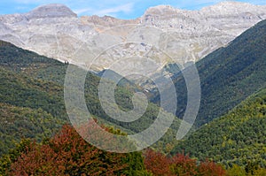 Autumn colors in the mixed mountain forests of the Ordesa-ViÃ±amala Biosphere Reserve, Pyrenees