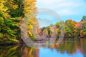 Autumn colors reflecting in the a pond