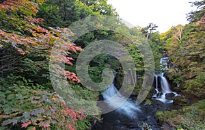 Autumn colors at Ryuzu Waterfall basin in Nikko,Tochigi Prefecture,Japan