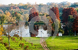 Autumn colors in Tineretului Park from Bucharest City