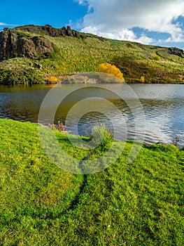 Autumn colours, fall colors, Dunsapie Loch, Holyrood Park, Edinburgh, Scotland