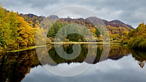 Autumn Colours and Reflections at Yew Tree Tarn in the English Lake District National Park