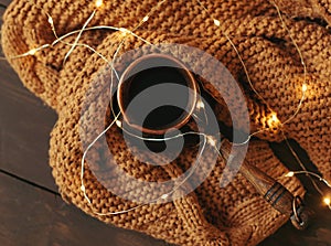 Autumn comfort at home.cup of coffee