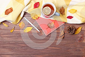 autumn composition and autumn leaves