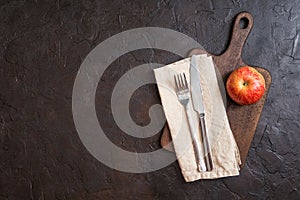 Autumn composition with copy space of kitchen utensils. Cutting