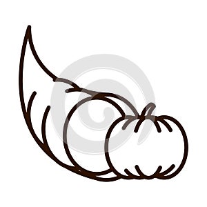 Autumn cornucopia pumpkin harvest line icon style