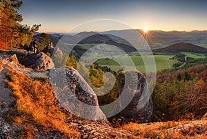 Autumn country landscape at sunrise