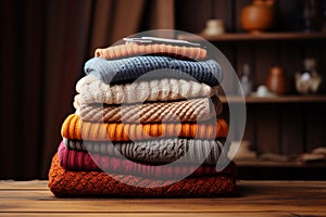 Autumn coziness a pleasing stack of warm, inviting sweaters