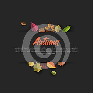 Autumn dark gray minimalist sale label with leaves