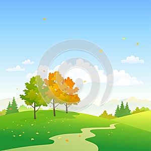 Autumn day scenery, nature background