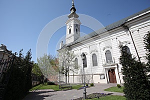 Autumn day in Serbia with saborna church - Novi Sad, Serbia.