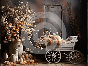 Autumn decor in a dark key, luxury autumn decor background