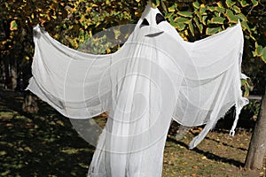 Autumn decorations for Halloween. white ghost
