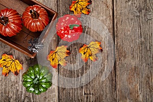 Autumn decorations and pumpkins