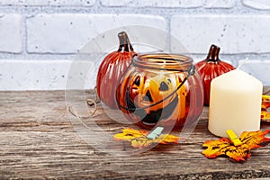 Autumn decorations and pumpkins