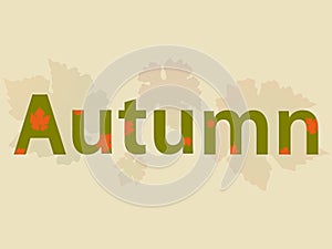Autumn decorative text over falling leaves background