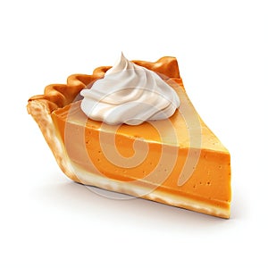 Autumn Delight: Slice of Pumpkin Pie Isolated on White Background. Generative ai