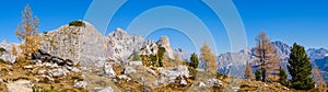 Autumn Dolomites mountain rocky view, Sudtirol, Italy