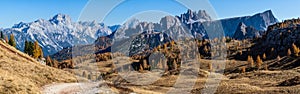 Autumn Dolomites mountain rocky view, Sudtirol, Italy