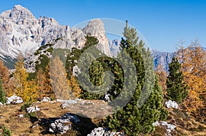 Autumn Dolomites mountain rocky view, Sudtirol, Italy