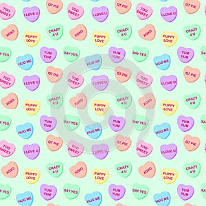 Candy Hearts Seamless Pattern