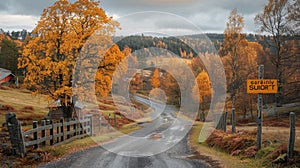 Autumn Drive: Scenic Road Through Sweden\'s Fall Foliage