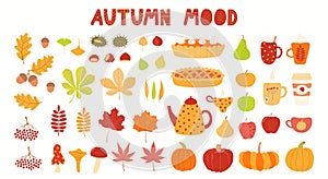 Podzim prvky listy jídlo 