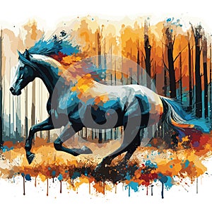 Autumn Equine Frolic 1 - 1 Of 2 - Playful Mood - AI-generated