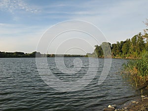 Autumn evening calm lake