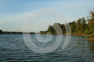 Autumn evening calm lake