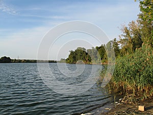 Autumn evening calm lake