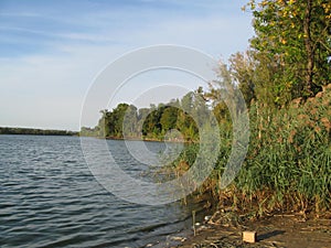 Autumn evening calm lake