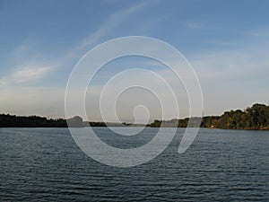 Autumn evening calm lake