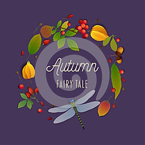 Autumn fairy tale composition with autumn leaves