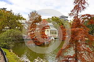 Autumn. Fall. Autumn landscape. Autumn colors. Palacio de Cristal. Madrid. El Retiro Park.