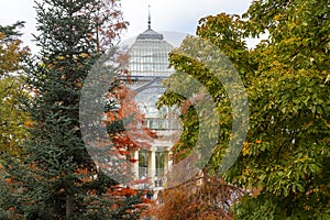 Autumn. Fall. Autumn landscape. Autumn colors. Palacio de Cristal. Madrid. El Retiro Park.