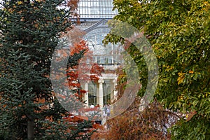 Autumn. Fall. Autumn landscape. Autumn colors. Palacio de Cristal. Madrid. El Retiro Park.