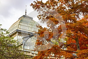 Autumn. Fall. Autumn landscape. Autumn colors. Palacio de Cristal. Madrid. El Retiro Park.