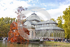 Autumn. Fall. Autumn landscape. Autumn colors. Palacio de Cristal. Madrid. El Retiro Park.