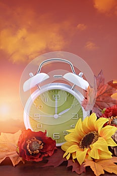 Autumn Fall Daylight Saving Time Clock Concept